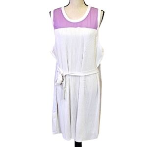 JORDAN White/Purple  Multi Sleeveless Pleated Athleisure Dress,Size 1X,NWT
